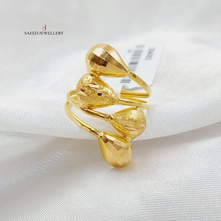 21K Gold Wide Tears Ring by Saeed Jewelry - Image 1