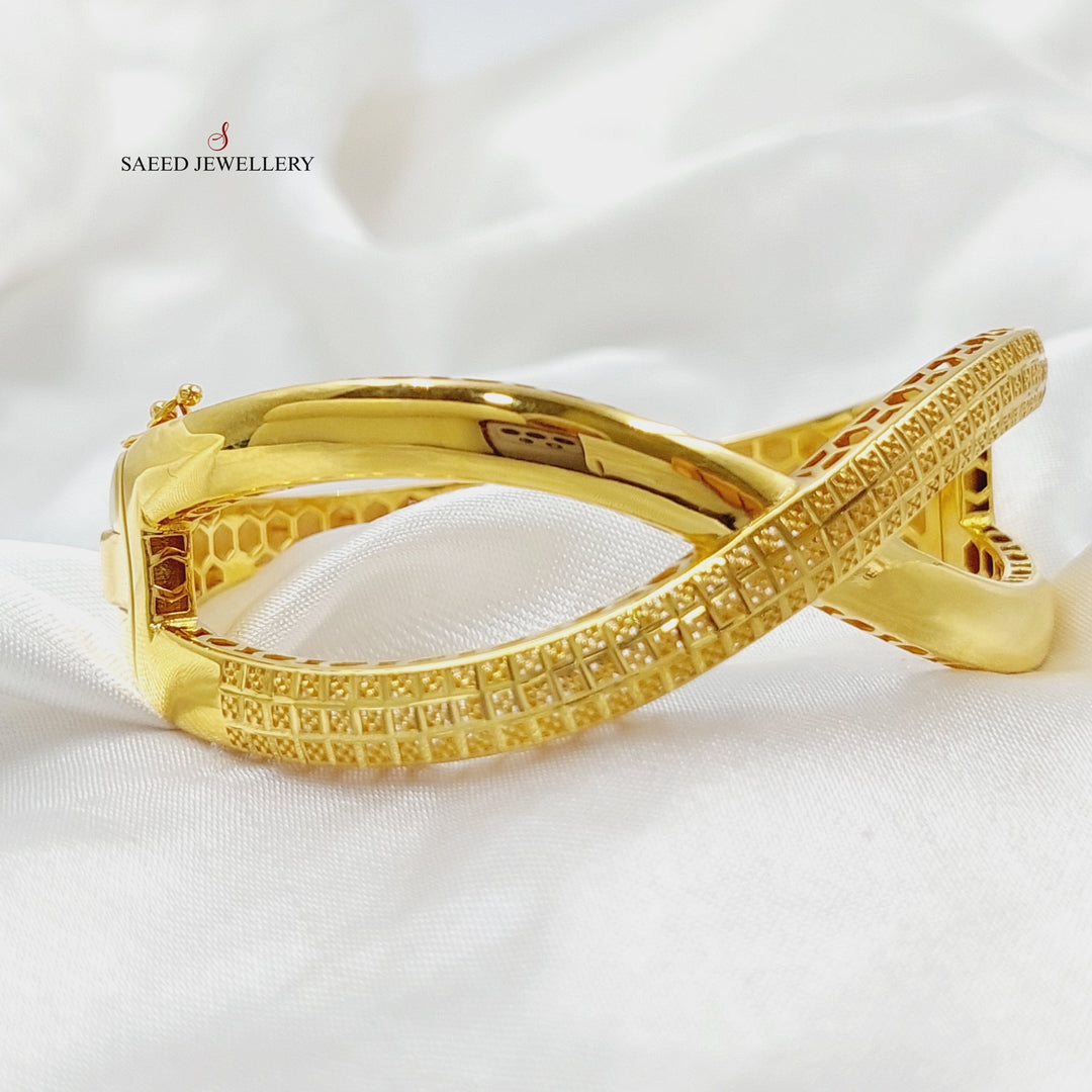 21K Gold X Style Bangle Bracelet by Saeed Jewelry - Image 2