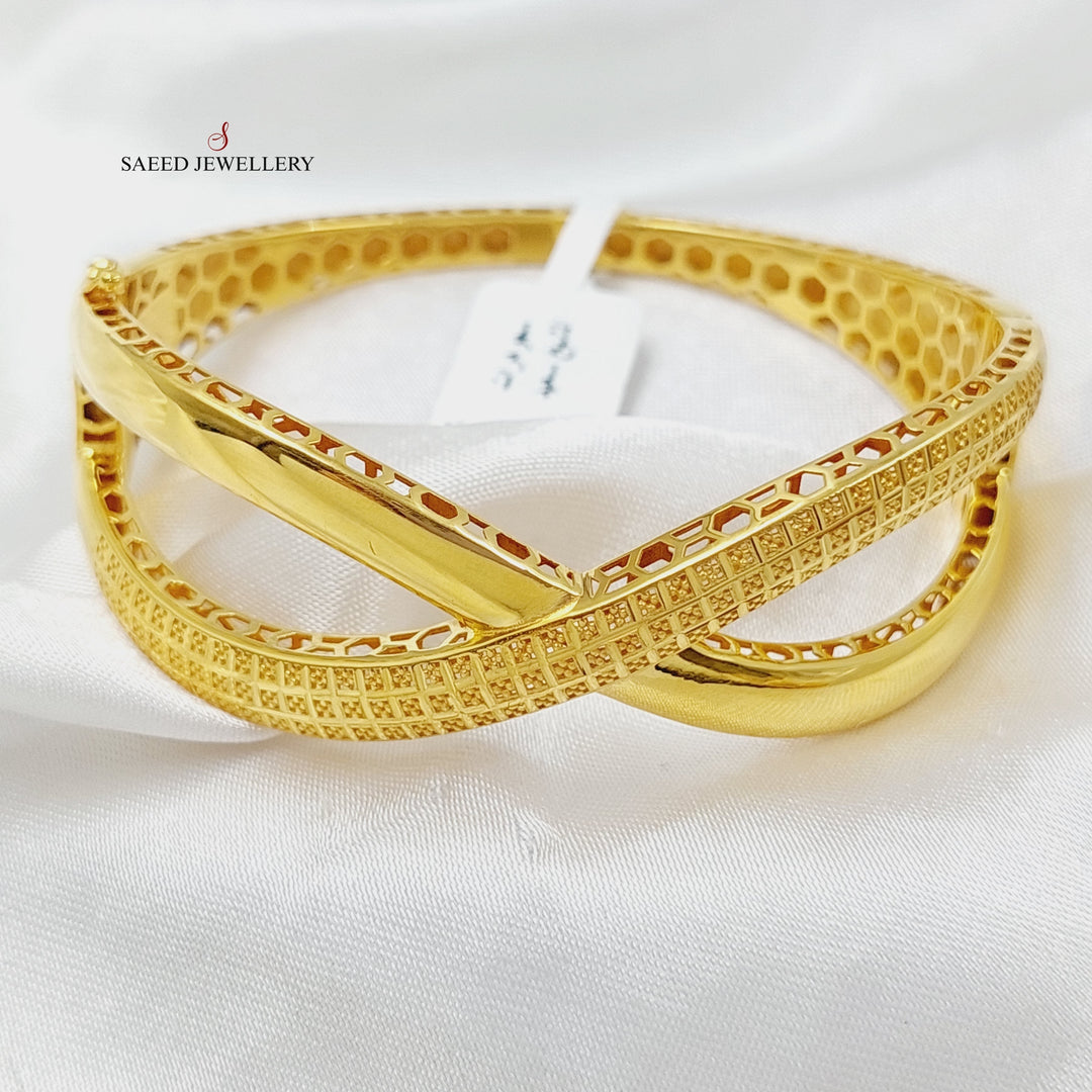 21K Gold X Style Bangle Bracelet by Saeed Jewelry - Image 3