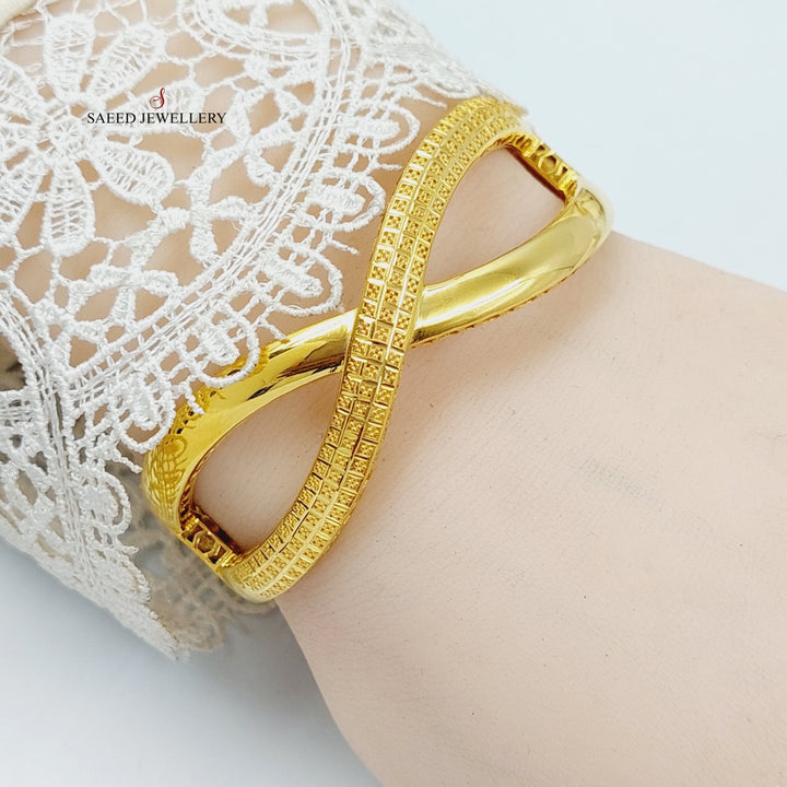 21K Gold X Style Bangle Bracelet by Saeed Jewelry - Image 4