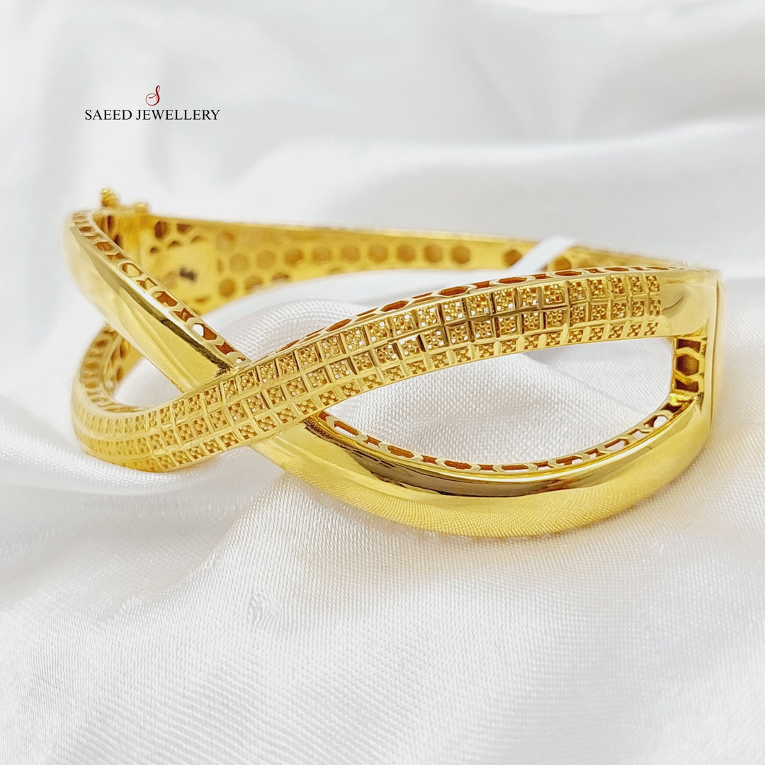 21K Gold X Style Bangle Bracelet by Saeed Jewelry - Image 1