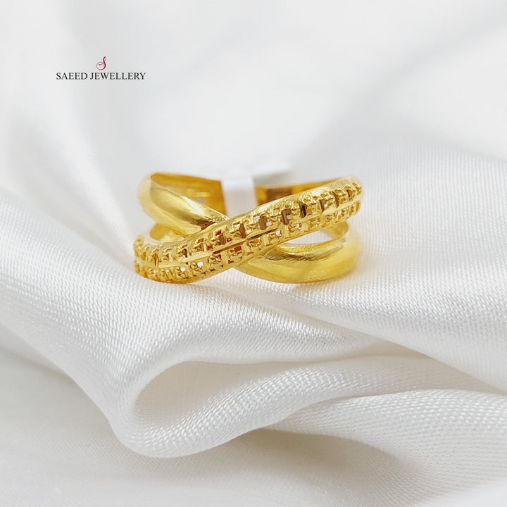 21K Gold X Style Ring by Saeed Jewelry - Image 2