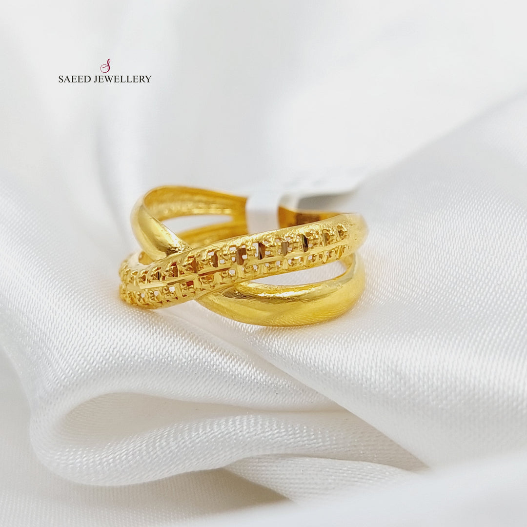 21K Gold X Style Ring by Saeed Jewelry - Image 3