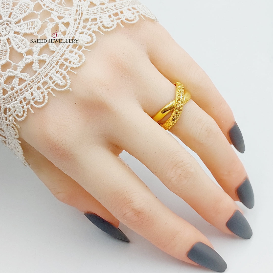 21K Gold X Style Ring by Saeed Jewelry - Image 4