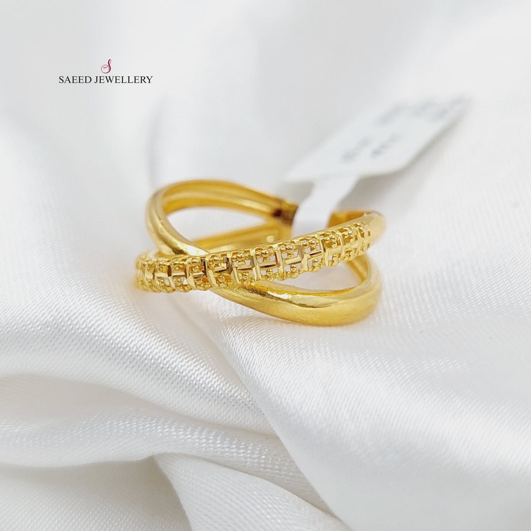 X Style Ring Made Of 21K Yellow Gold by Saeed Jewelry-27491