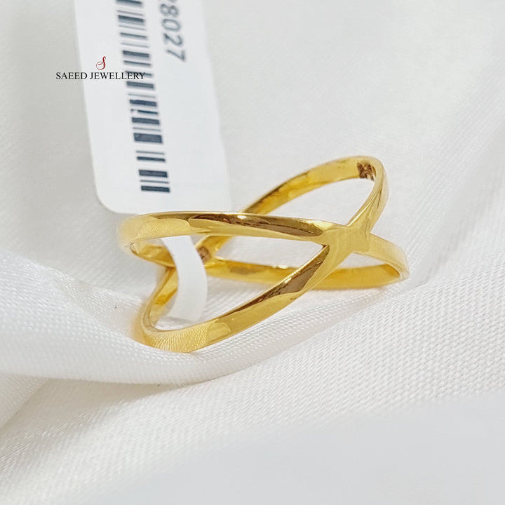 21K Gold X Style Ring by Saeed Jewelry - Image 3