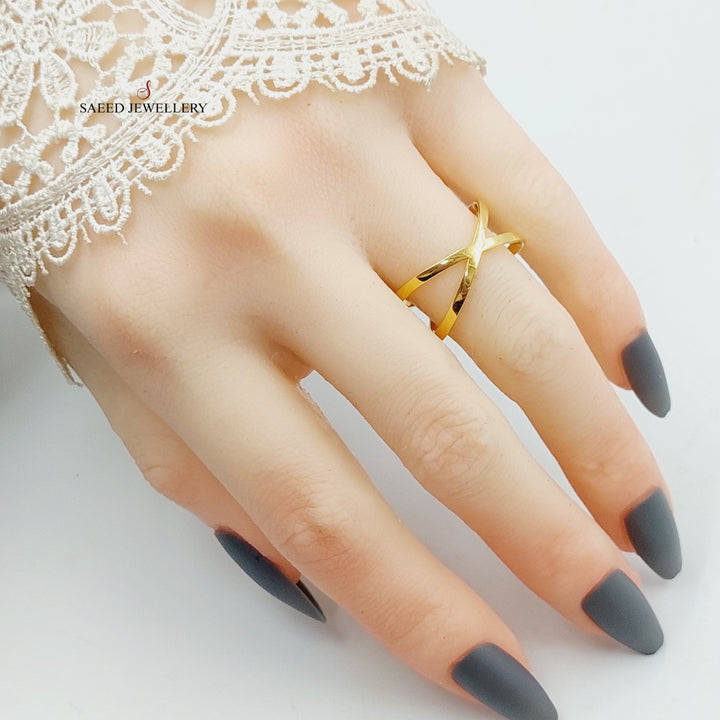 21K Gold X Style Ring by Saeed Jewelry - Image 4