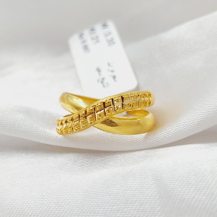 21K Gold X Style Ring by Saeed Jewelry - Image 2