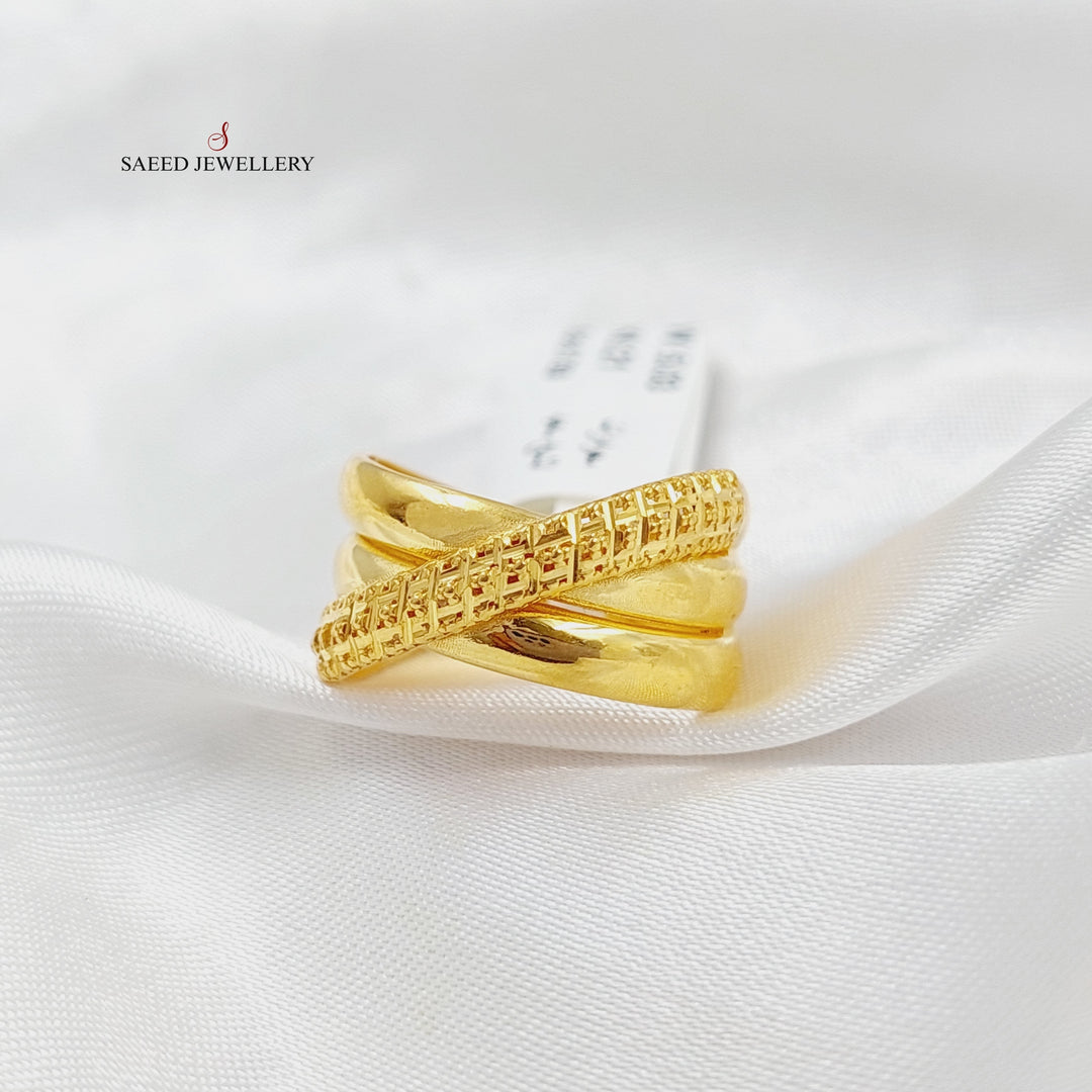 21K Gold X Style Ring by Saeed Jewelry - Image 5