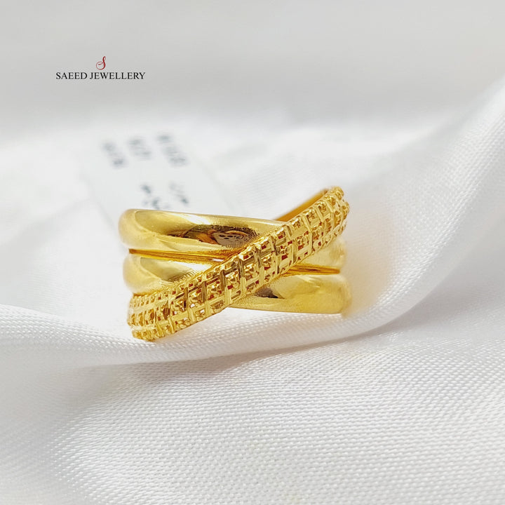 X Style Ring  Made Of 21K Yellow Gold by Saeed Jewelry-28717