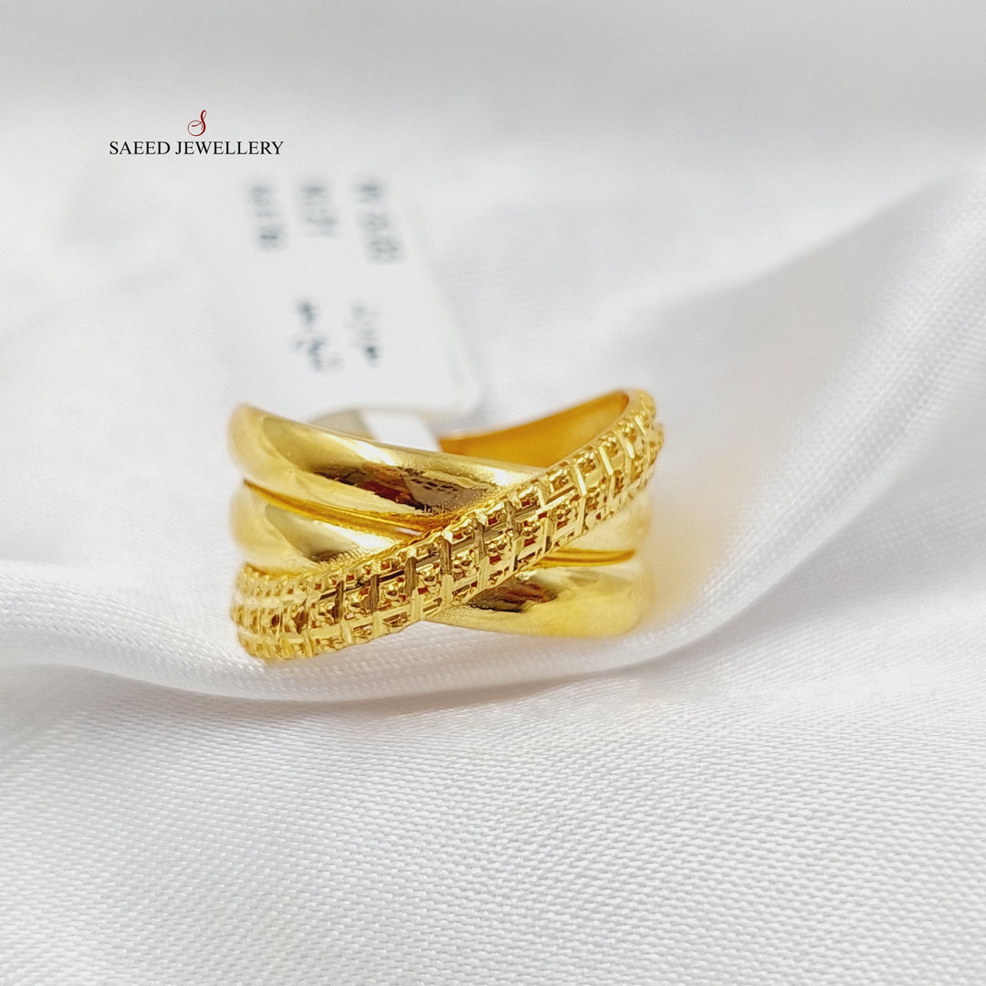 21K Gold X Style Ring by Saeed Jewelry - Image 1