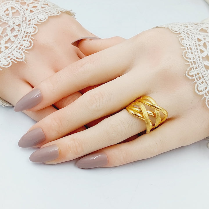 21K Gold X Style Ring by Saeed Jewelry - Image 4