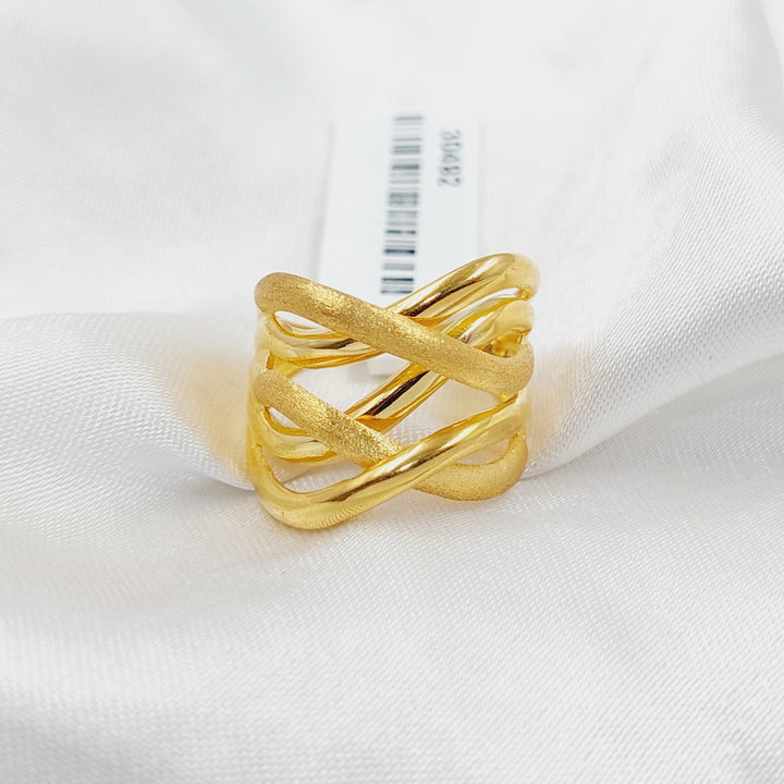 21K Gold X Style Ring by Saeed Jewelry - Image 1