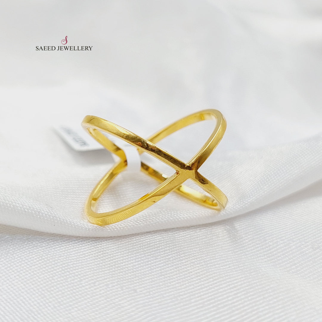21K Gold X Style Ring by Saeed Jewelry - Image 2