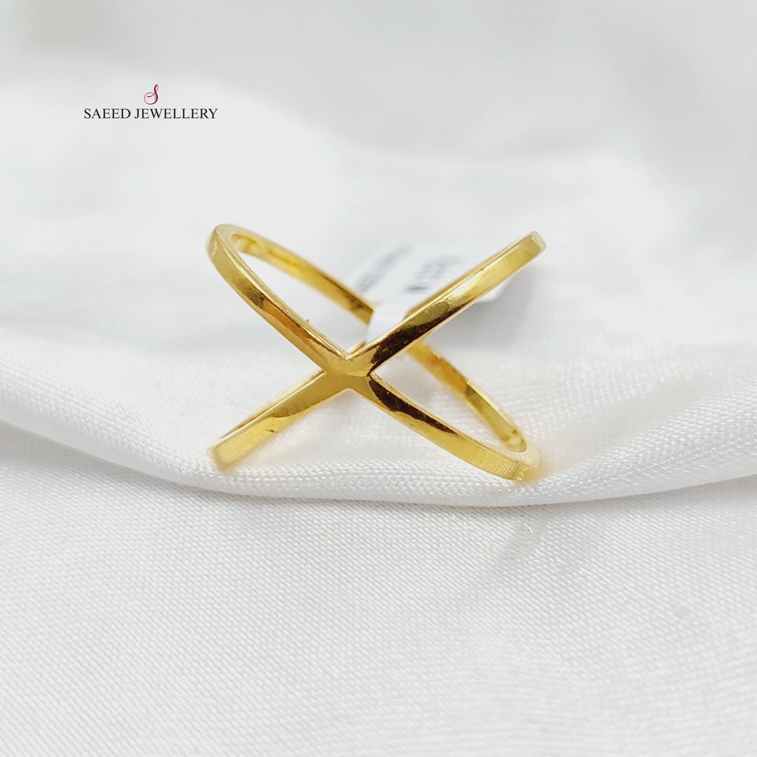 21K Gold X Style Ring by Saeed Jewelry - Image 3