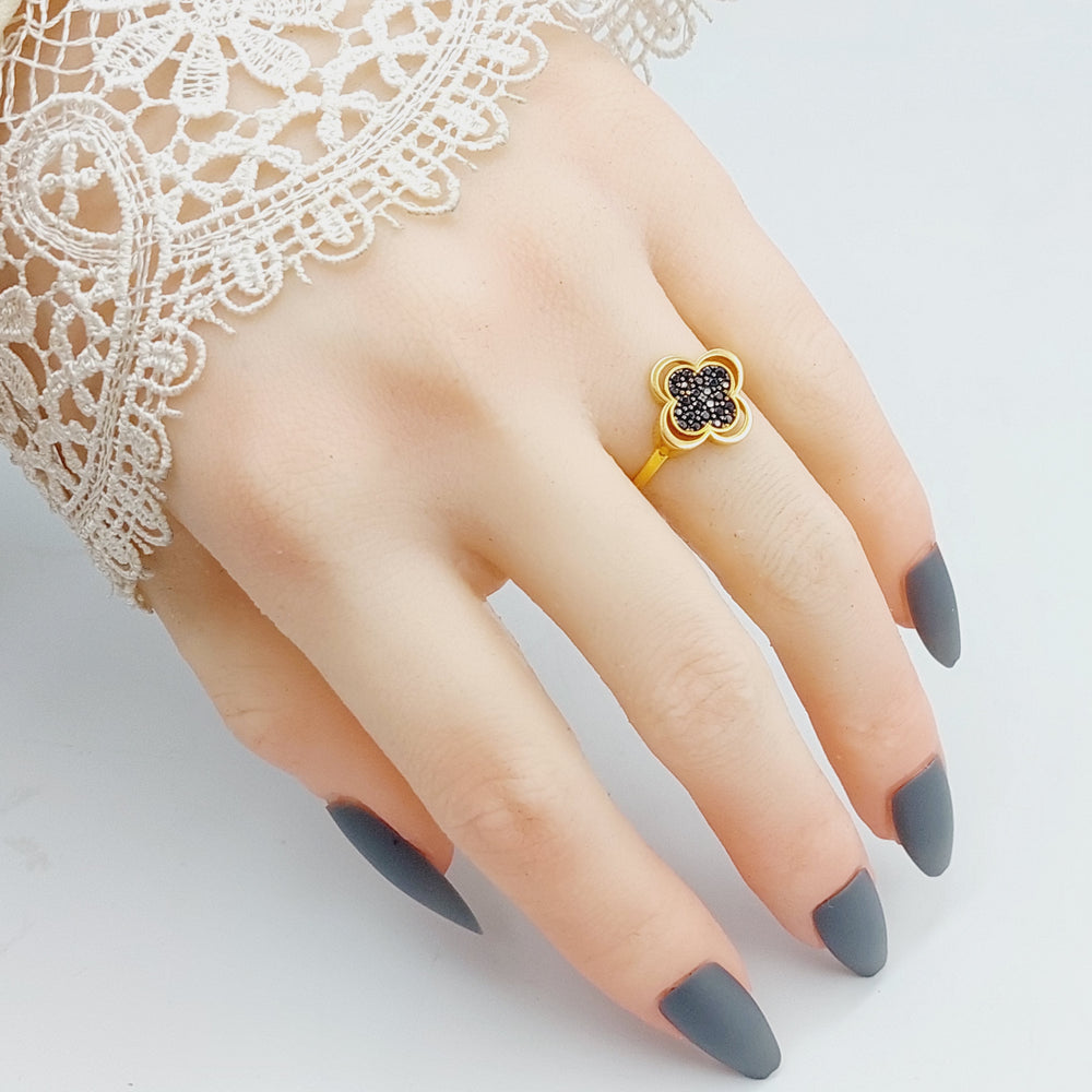 21K Gold Zerconed Clover Ring by Saeed Jewelry - Image 2