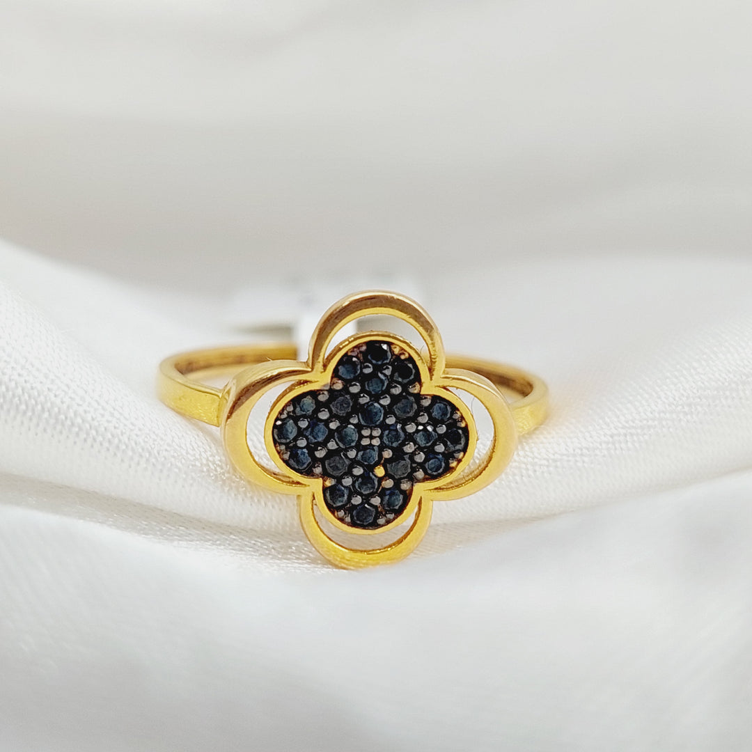 21K Gold Zerconed Clover Ring by Saeed Jewelry - Image 7