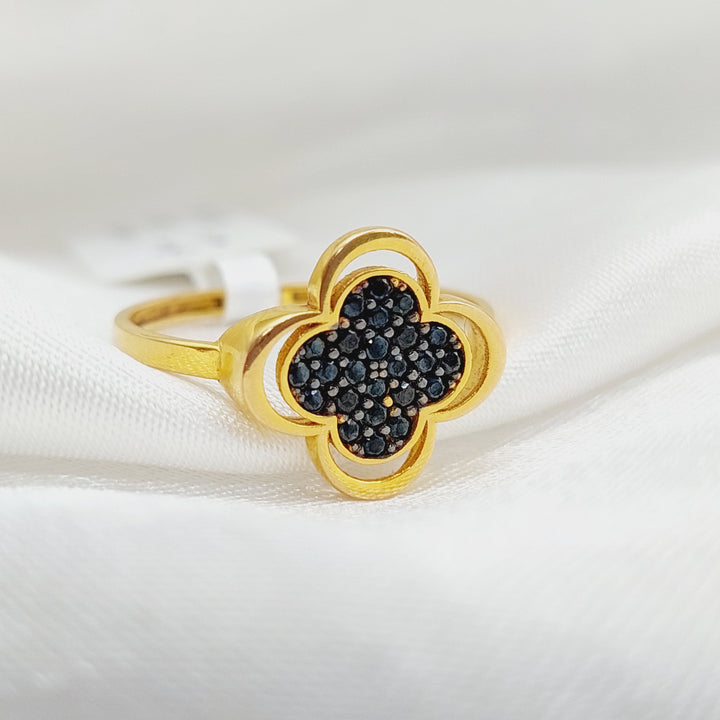 21K Gold Zerconed Clover Ring by Saeed Jewelry - Image 1