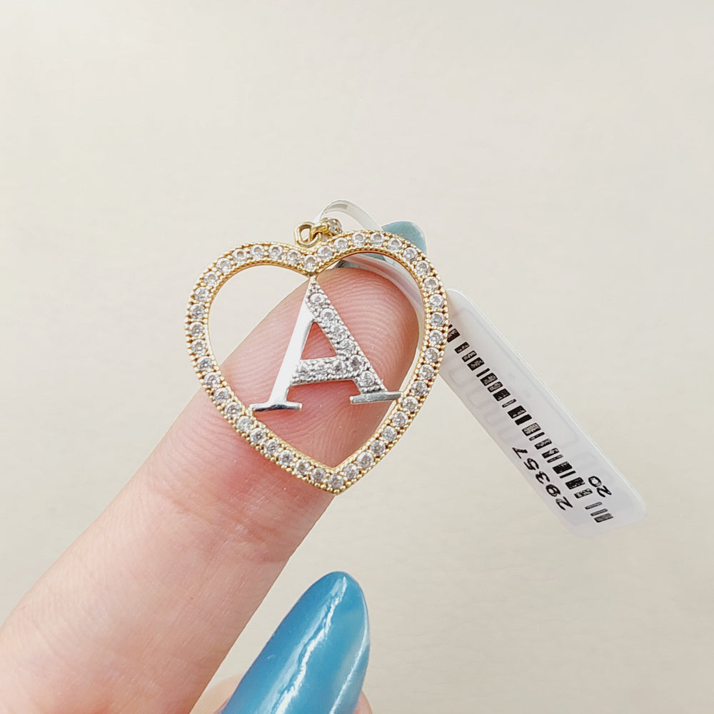 18K Gold Zircon A Initial Pendant