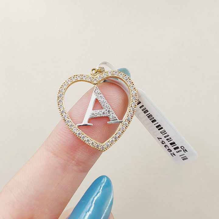18K Gold Zircon A Initial Pendant