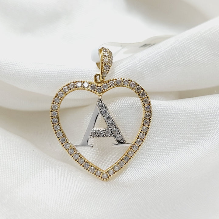 18K Gold Zircon Studded A Letter Pendant by Saeed Jewelry - Image 3