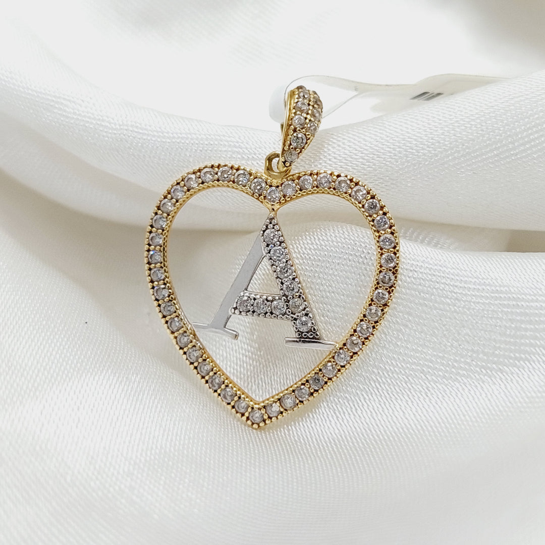 18K Gold Zircon A Initial Pendant