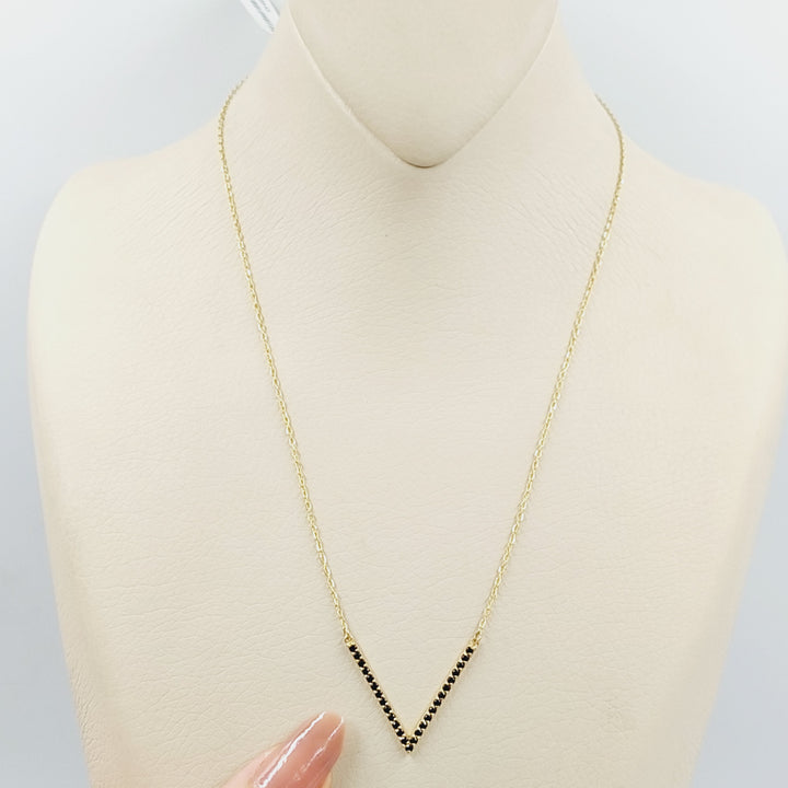 18K Gold Zircon Studded Arrow Necklace by Saeed Jewelry - Image 2