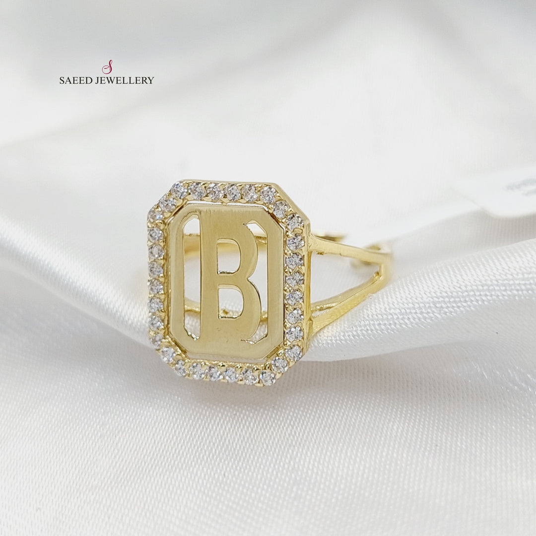 18K Gold Zircon Studded B Letter by Saeed Jewelry - Image 1