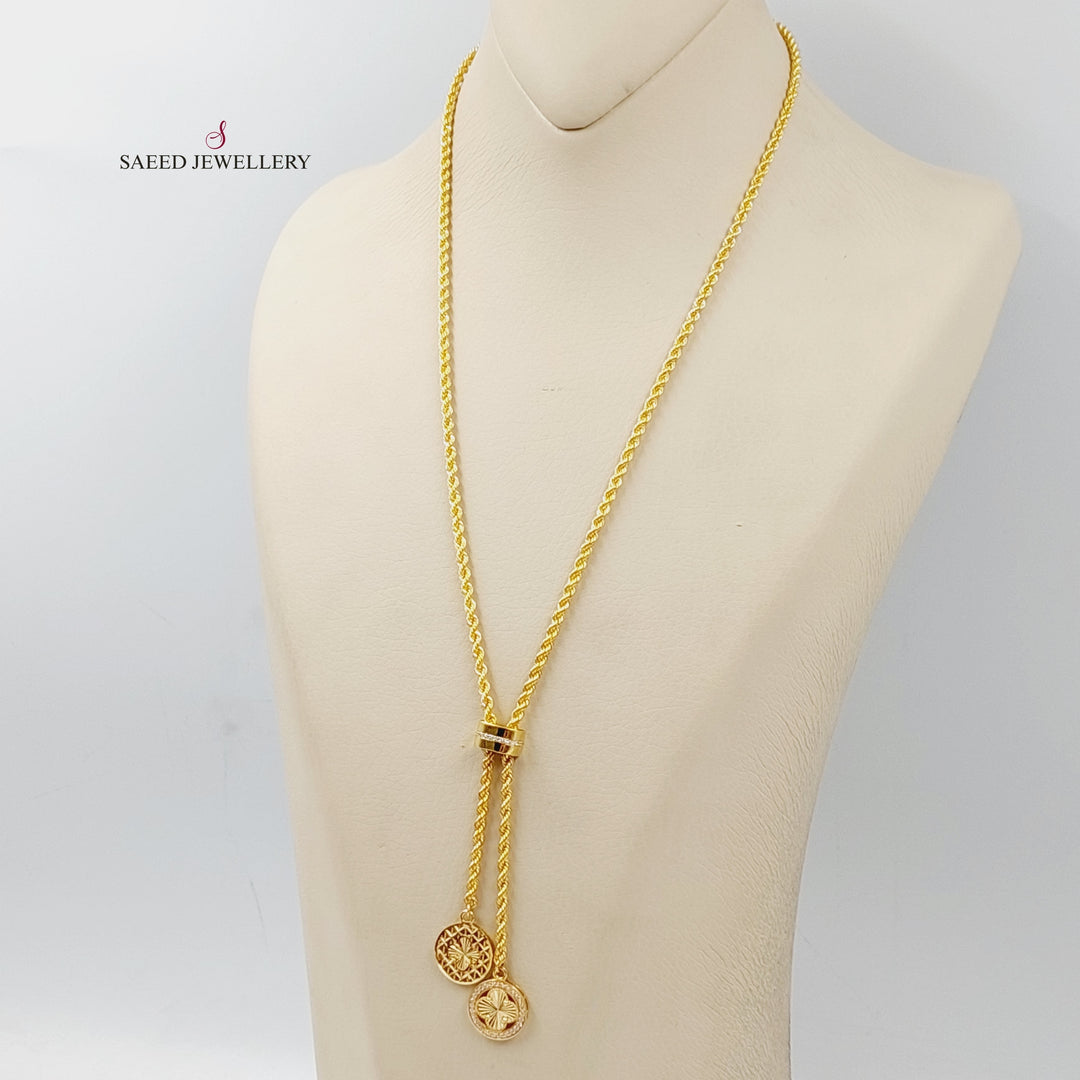 21K Gold Zircon Studded Balls Necklace by Saeed Jewelry - Image 4