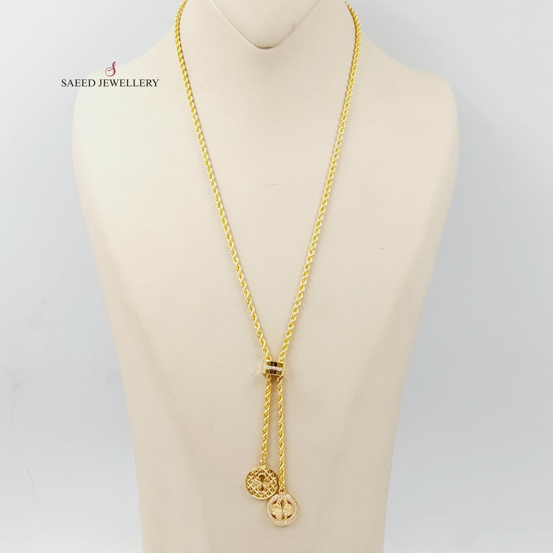 21K Gold Zircon Studded Balls Necklace by Saeed Jewelry - Image 1