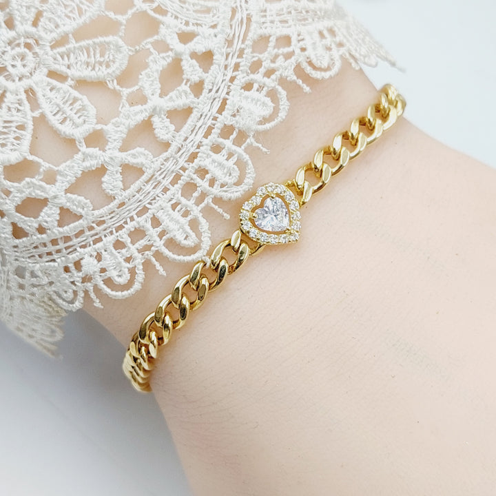 18K Gold Zircon Studded Bar Bracelet by Saeed Jewelry - Image 3