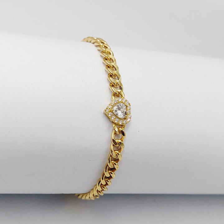Zircon Studded Bar Bracelet  Made Of 18K Yellow Gold by Saeed Jewelry-30670