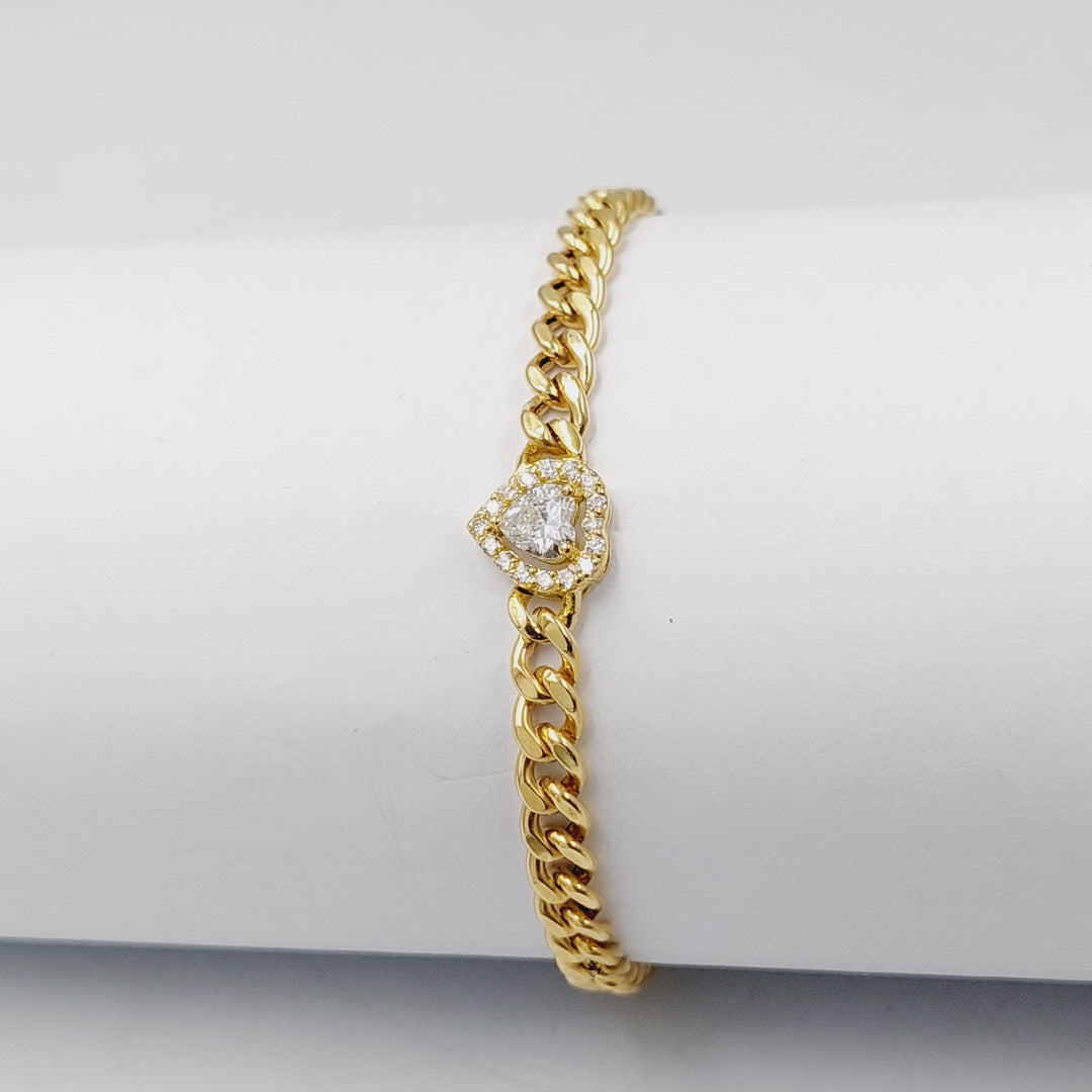 18K Gold Zircon Studded Bar Bracelet by Saeed Jewelry - Image 2