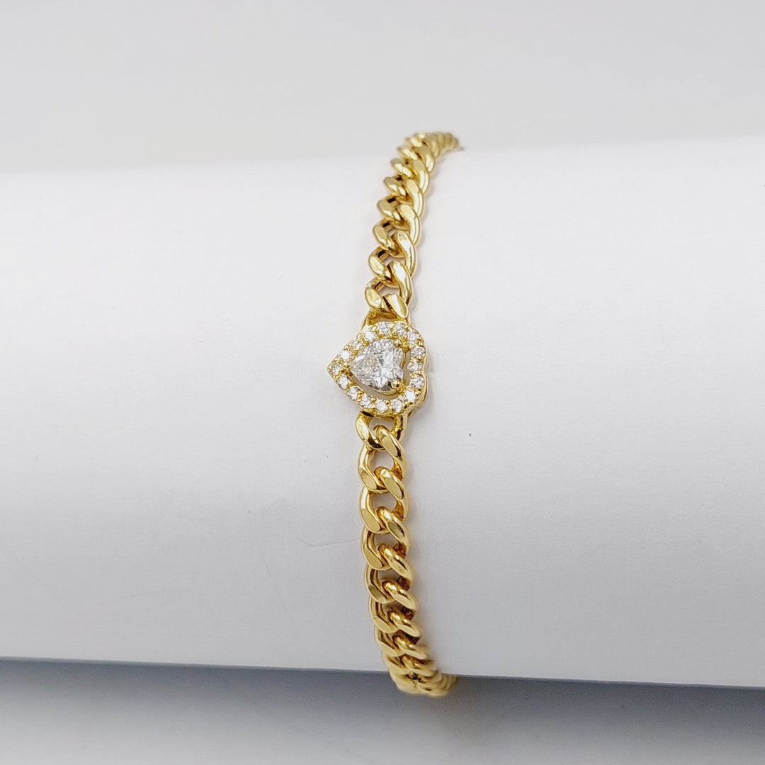 Zircon Studded Bar Bracelet  Made Of 18K Yellow Gold by Saeed Jewelry-30670