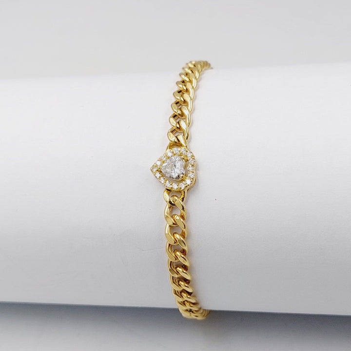 Zircon Studded Bar Bracelet  Made Of 18K Yellow Gold by Saeed Jewelry-30670