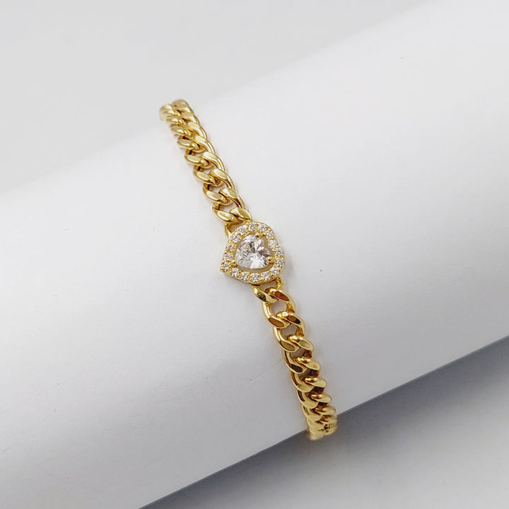 18K Gold Zircon Studded Bar Bracelet by Saeed Jewelry - Image 4