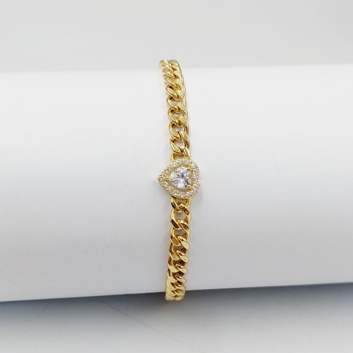 Zircon Studded Bar Bracelet  Made Of 18K Yellow Gold by Saeed Jewelry-30670