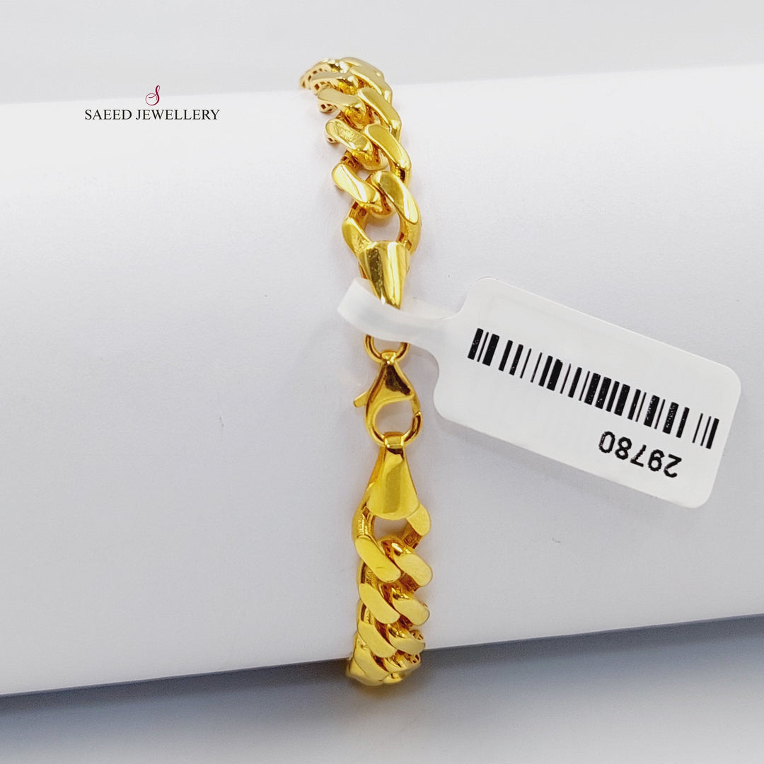 21K Gold Zircon Studded Bar Bracelet by Saeed Jewelry - Image 2