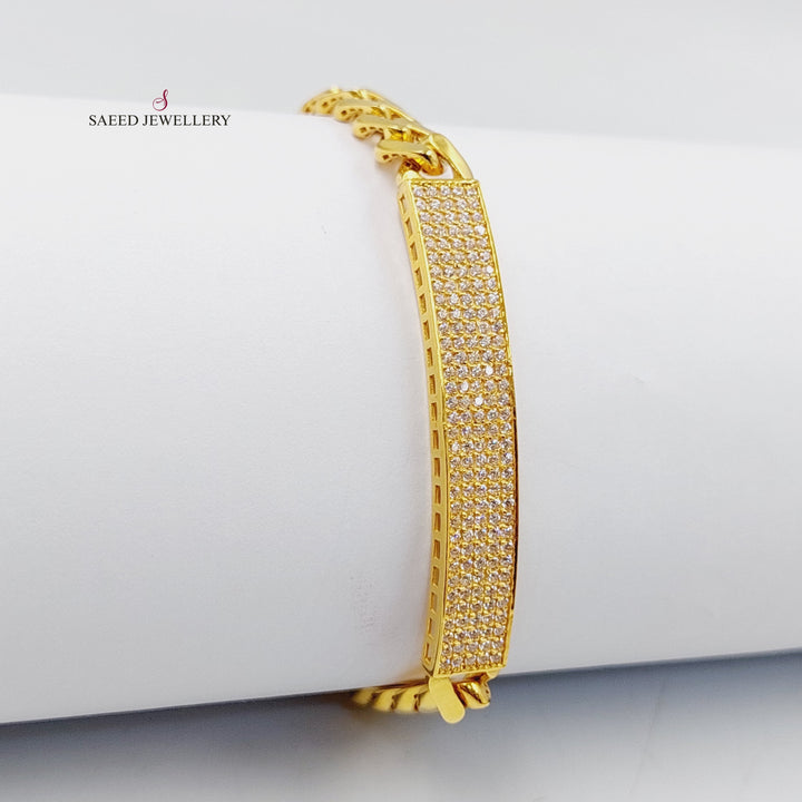 Zircon Studded Bar Bracelet  Made Of 21K Yellow Gold by Saeed Jewelry-29780