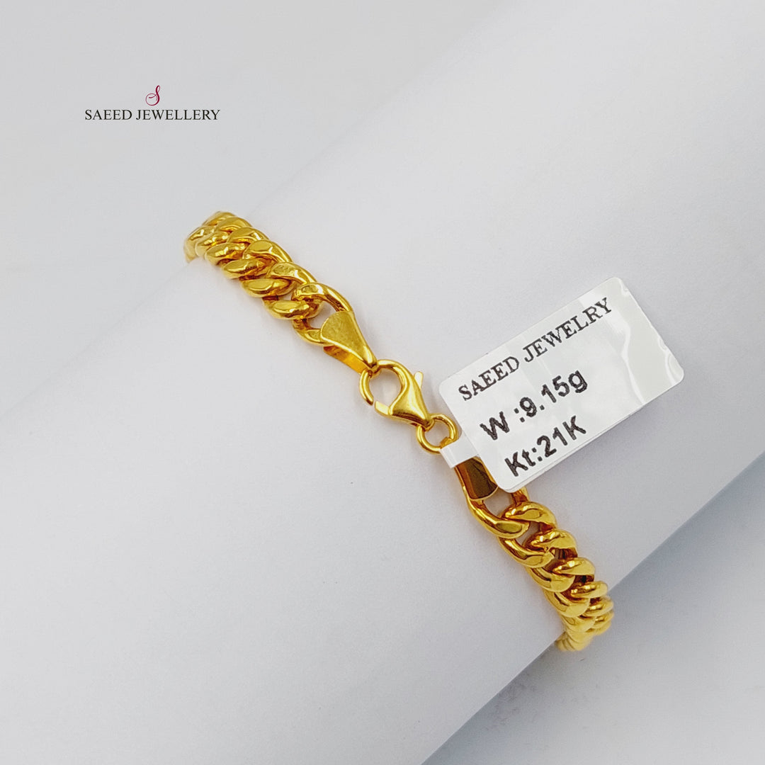 21K Gold Zircon Studded Bar Bracelet by Saeed Jewelry - Image 4