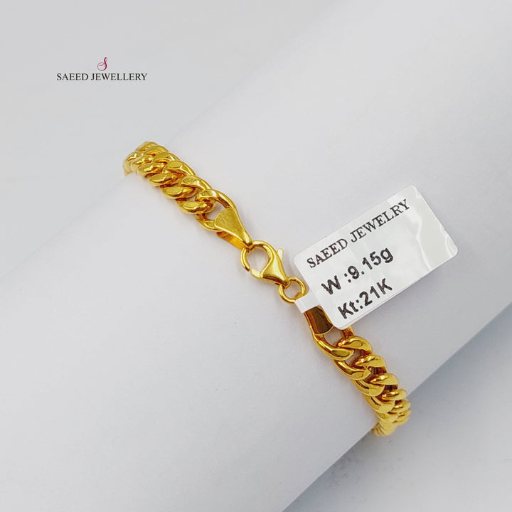 21K Gold Zircon Studded Bar Bracelet by Saeed Jewelry - Image 4
