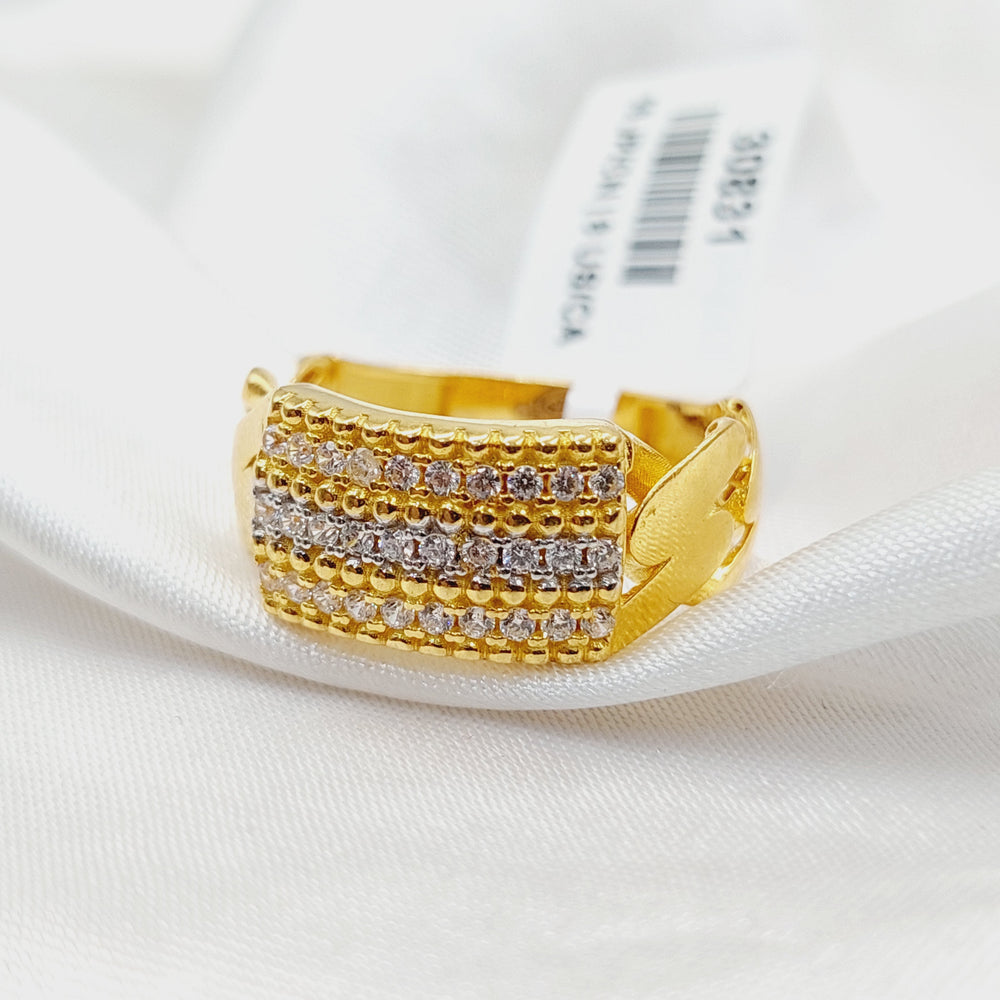 21K Gold Zircon Studded Bar Ring by Saeed Jewelry - Image 2