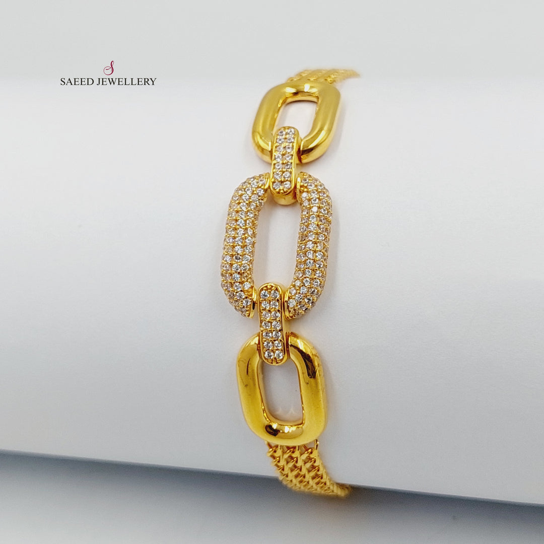 21K Gold Zircon Studded Belt Bracelet by Saeed Jewelry - Image 3