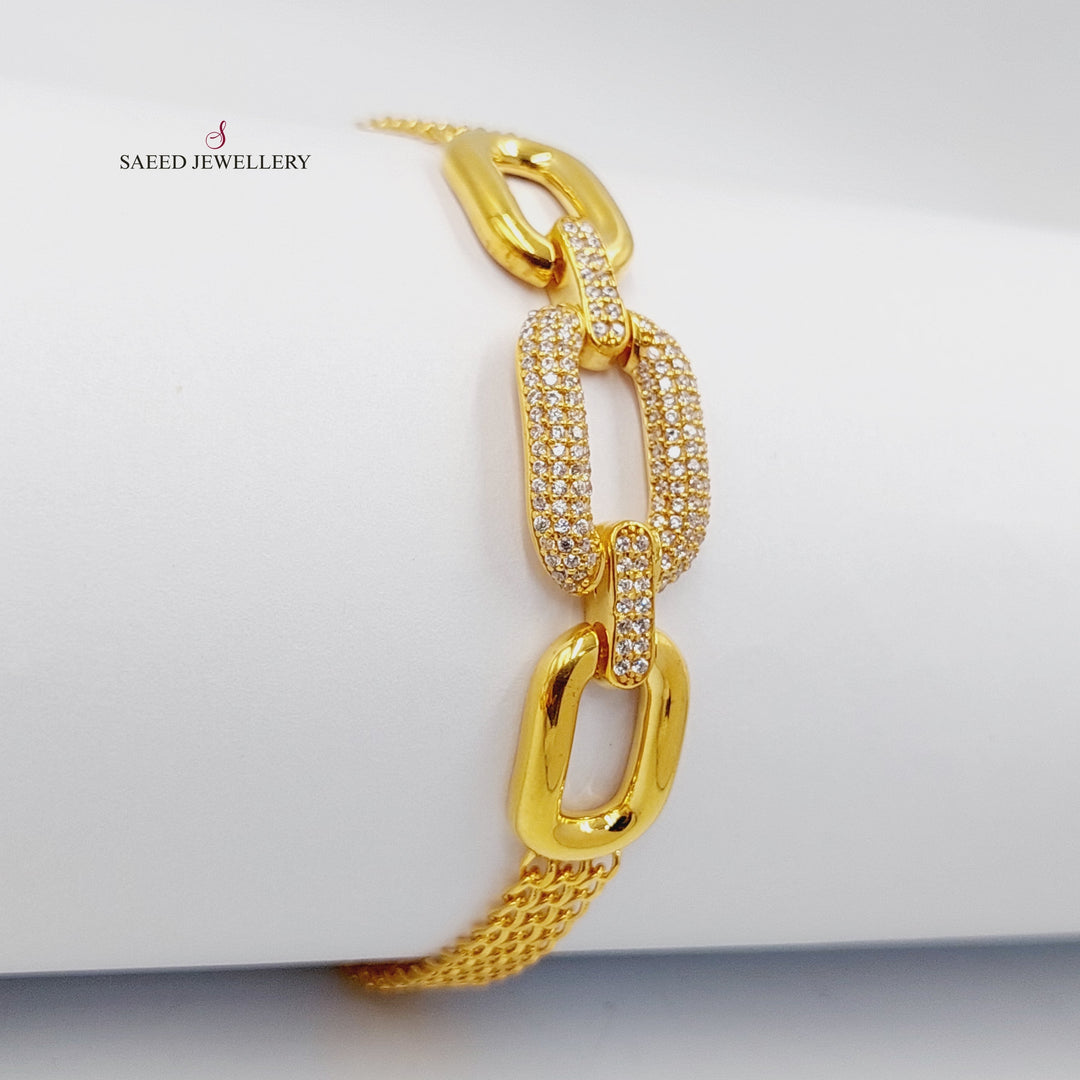 21K Gold Zircon Studded Belt Bracelet by Saeed Jewelry - Image 4