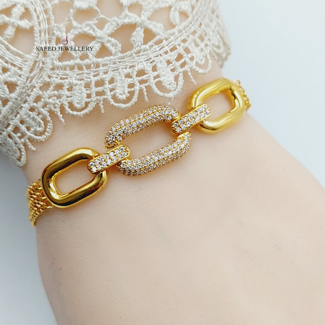 21K Gold Zircon Studded Belt Bracelet by Saeed Jewelry - Image 5