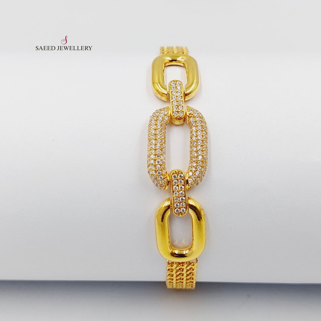 21K Gold Zircon Studded Belt Bracelet by Saeed Jewelry - Image 1
