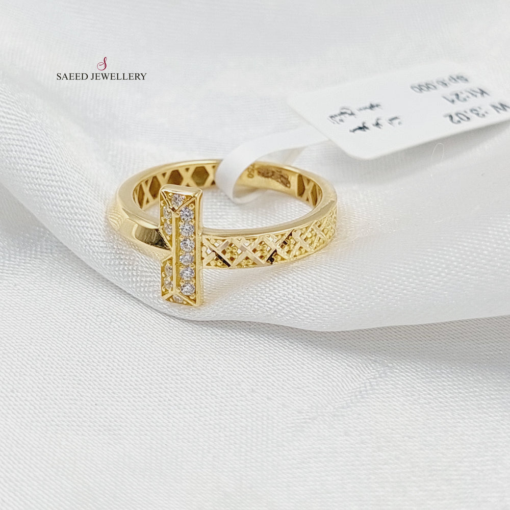 18K Gold Zircon Studded Belt Ring by Saeed Jewelry - Image 2