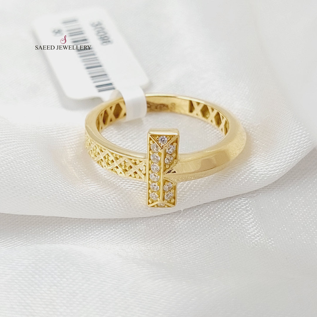 Zircon Studded Belt Ring  Made Of 18K Yellow Gold by Saeed Jewelry-30096