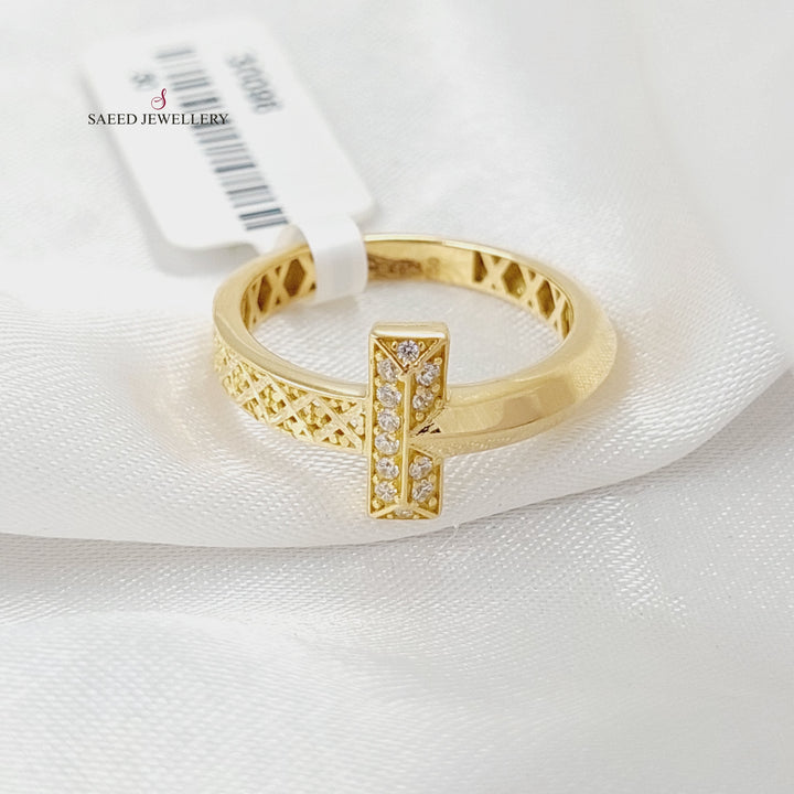 Zircon Studded Belt Ring  Made Of 18K Yellow Gold by Saeed Jewelry-30096