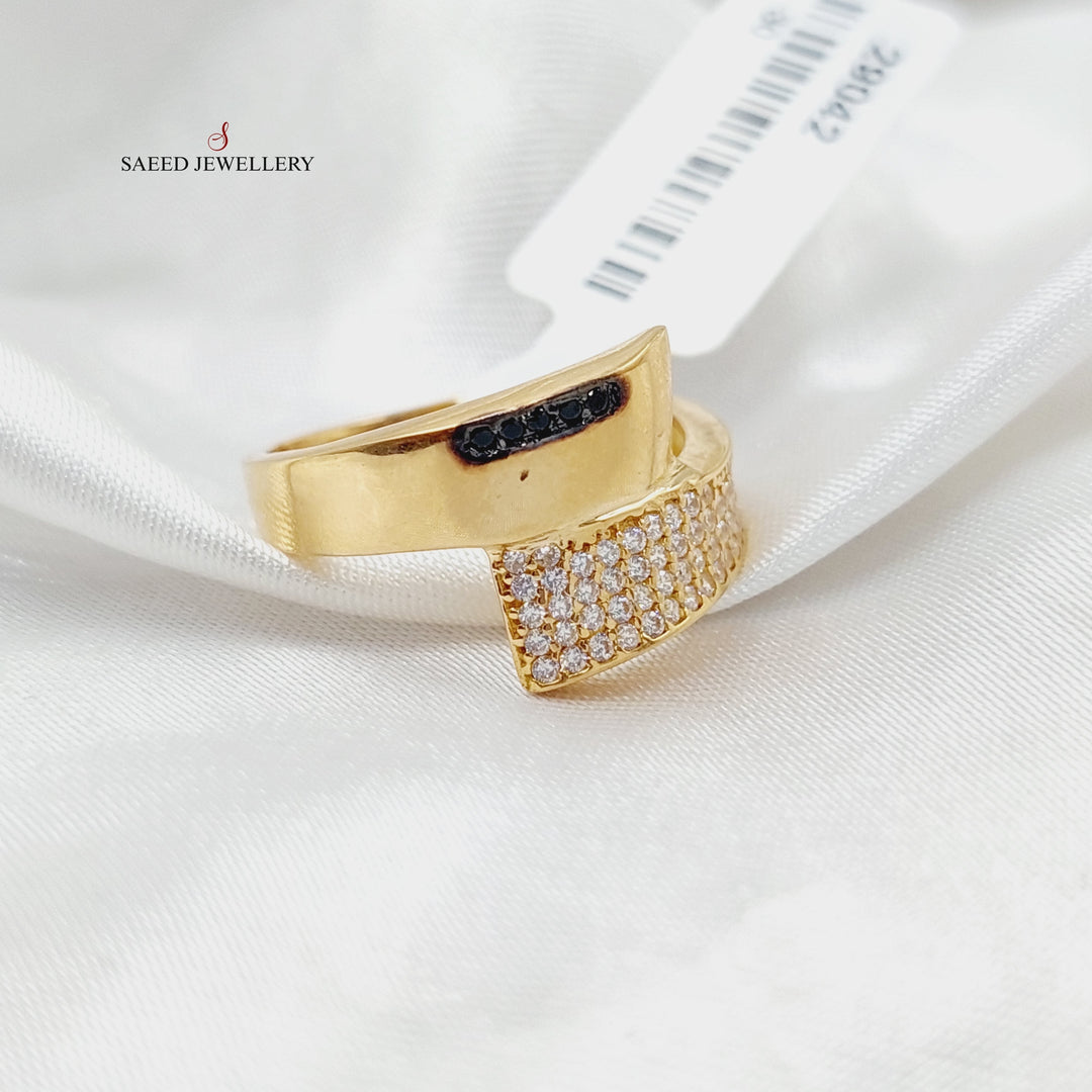 21K Gold Zircon Studded Belt Ring by Saeed Jewelry - Image 3